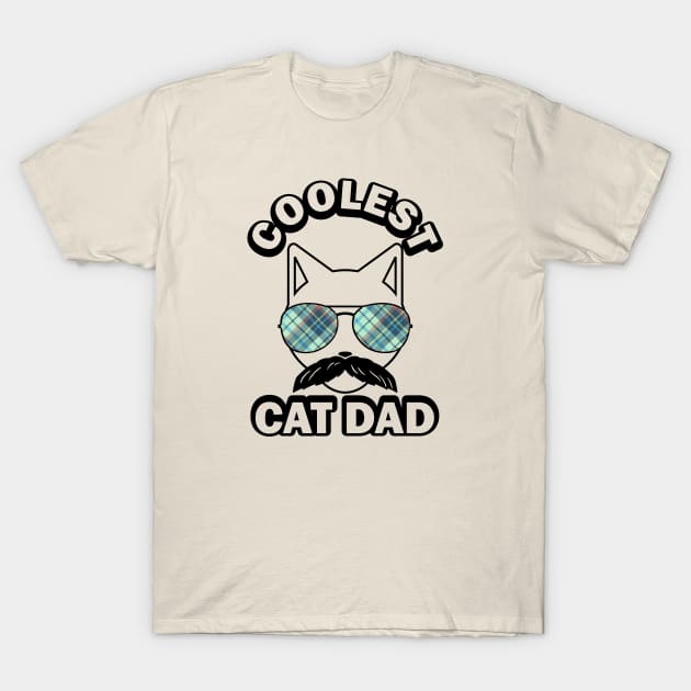 Coolest Cat Dad Plaid Sunglasses Kitten Father T-Shirt by RongWay